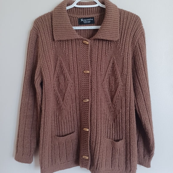 Brown Alpaca Button Up Sweater - Picture 1 of 4